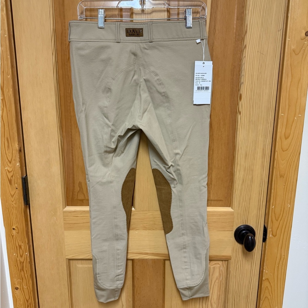 NWT Dover Saddlery Girls Beverly Tan Breeches Size 16 Equestrian Riding
